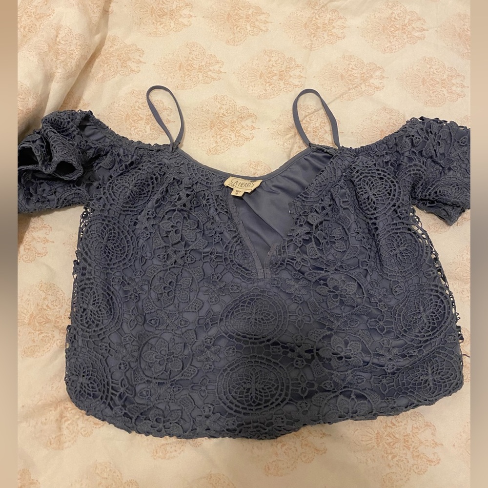Off the shoulder lace cropped blouse